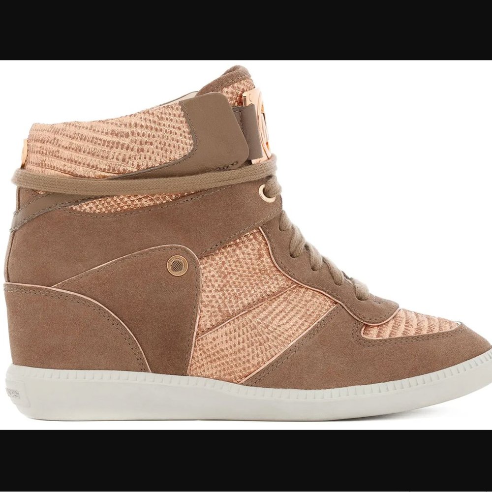 💖 Michael Kors Nikko II - Mettalic Rose Taupe Suede - see description for size! - Picture 2 of 16